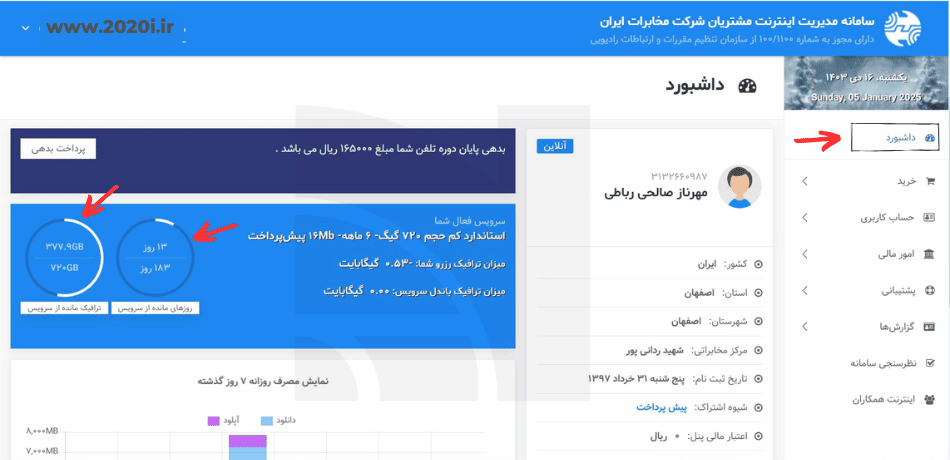 حساب کاربری اینترنت مخابرات